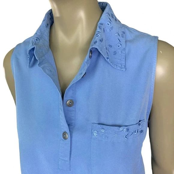 HSZ Studio Vintage 90s Sleeveless Embroidered Maxi Dress Women Size L Baby Blue - Picture 7 of 16